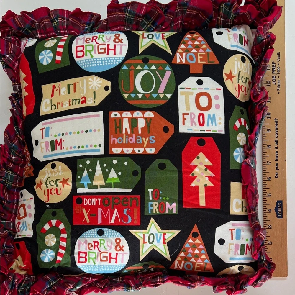 Handcrafted Festive Holiday Throw Pillows - Black and Red
